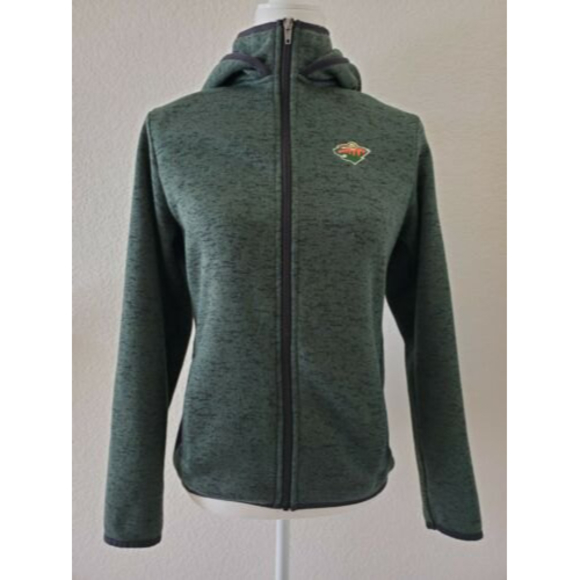 NHL Minnesota Wild Women's Size Medium Full Zip Fleecy Green Jacket w/Ho… - Picture 1 of 7